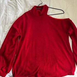 BiBi Red One-Shoulder Turtleneck Sweater